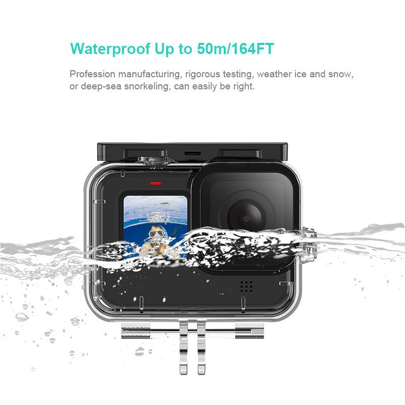 KFFTWWX cho Gopro Hero 11 10 9 Bộ Phụ Kiện Vỏ Chống Nước Dây Đeo Chân Máy Monopod Gắn cho Đi Pro 11 Đen Phụ Kiện