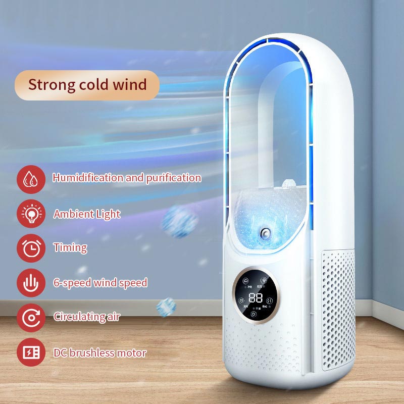 Quạt không cánh để bàn, phun sương tạo ẩm, hẹn giờ 6 tốc độ Humidifier Purifier LED Display