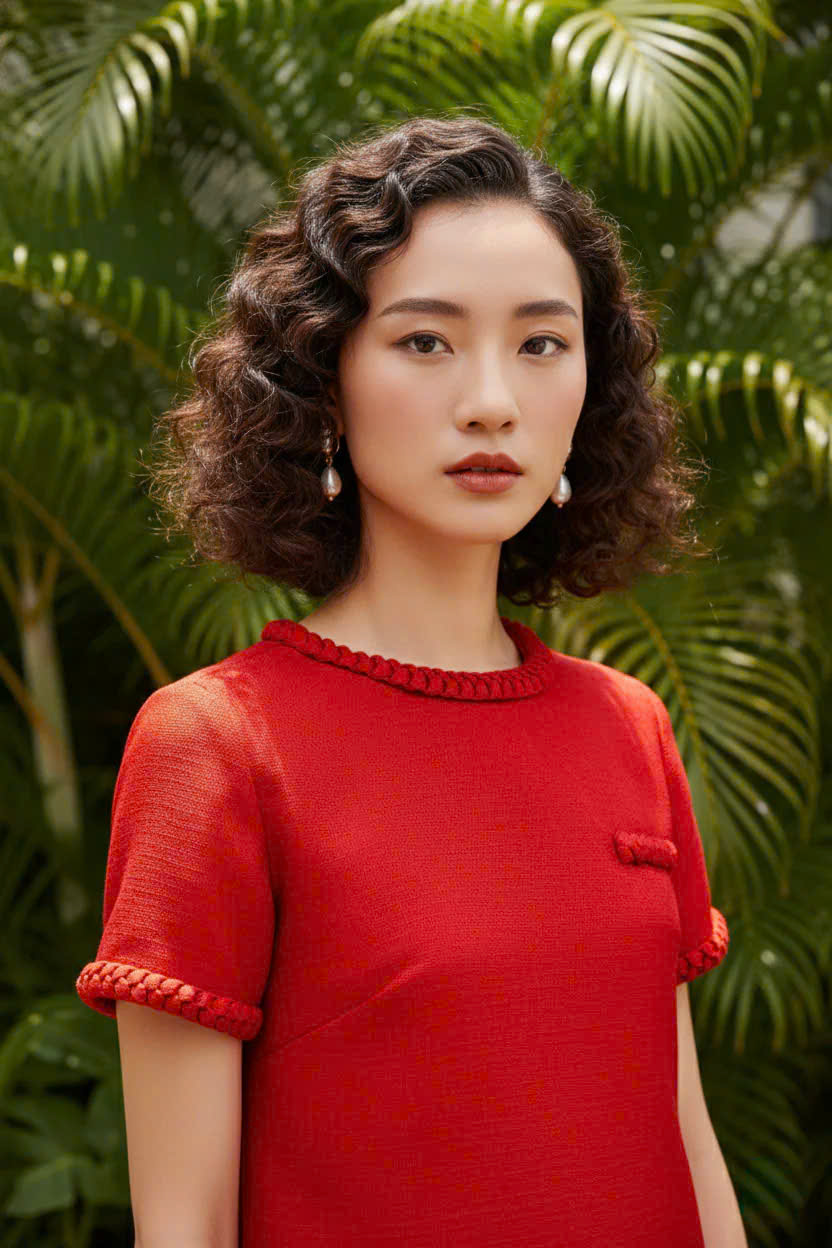 Áo Croptop Cổ Tròn Tếch Sam Tweed Đỏ Top213 thời trang thiết kế Hity