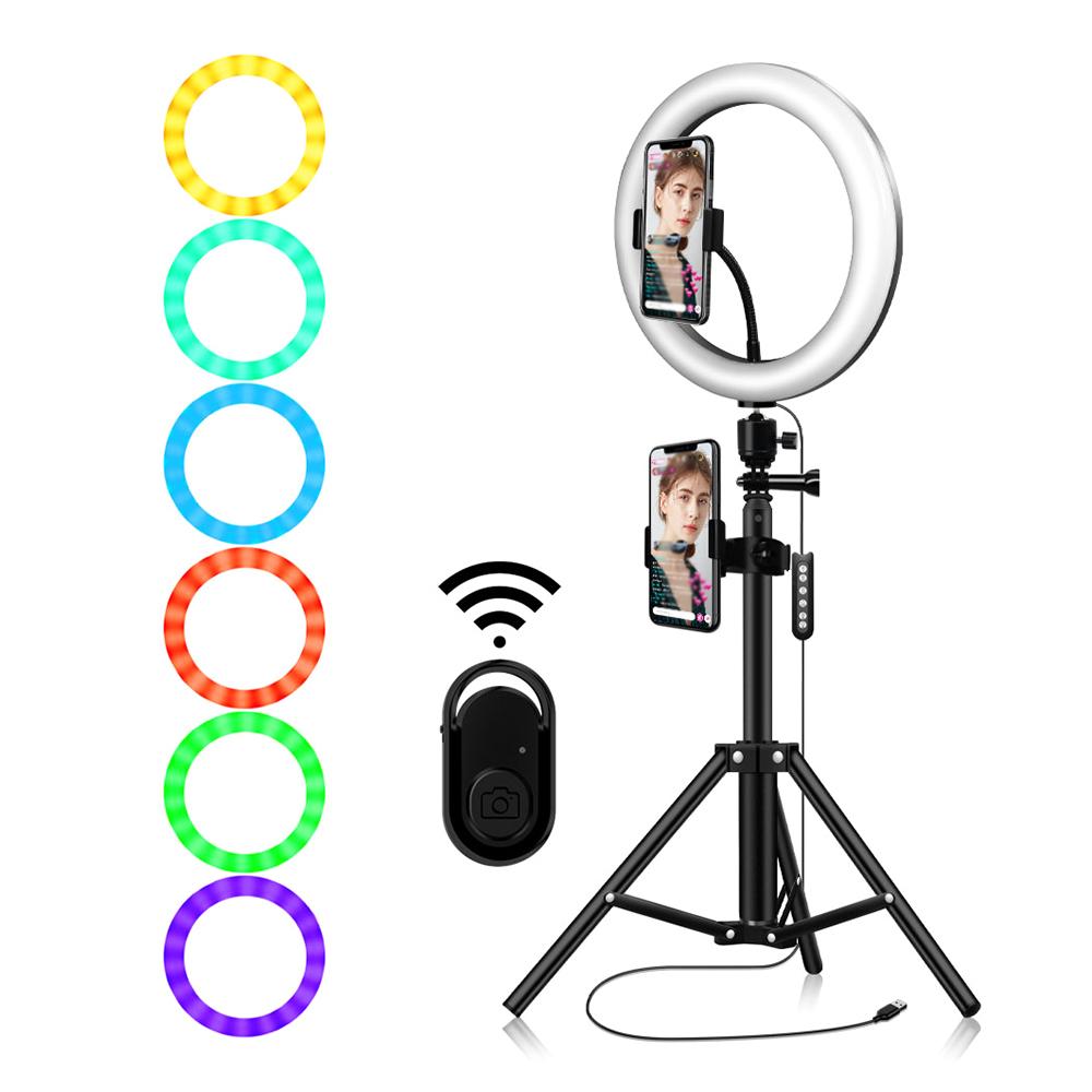 10.2 Inch Dimmable 184 LEDs RGB & 2700-6500K Photography Light USB Powered Operated Selfie Lamp 10 Levels Adjustable
