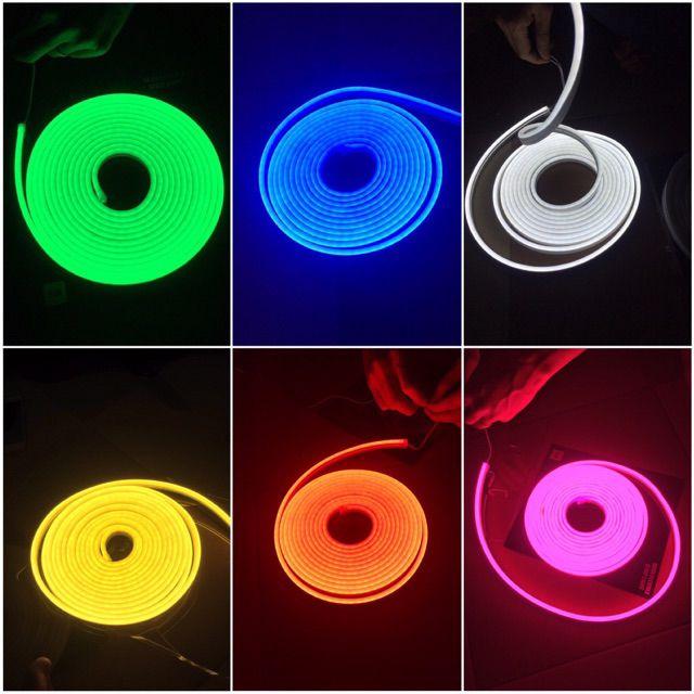 Cuộn 5 mét Led neon flex 12v cắt nhỏ 2,5cm uốn chữ, logo trang trí.đủ màu dùng ngoài trời