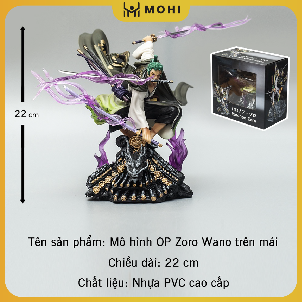 [Có BOX, Có bản LED] - Mô hình Figure Roronoa Zoro trên mái nhà, mô hình figure One Piece bản đế đẹp có BOX