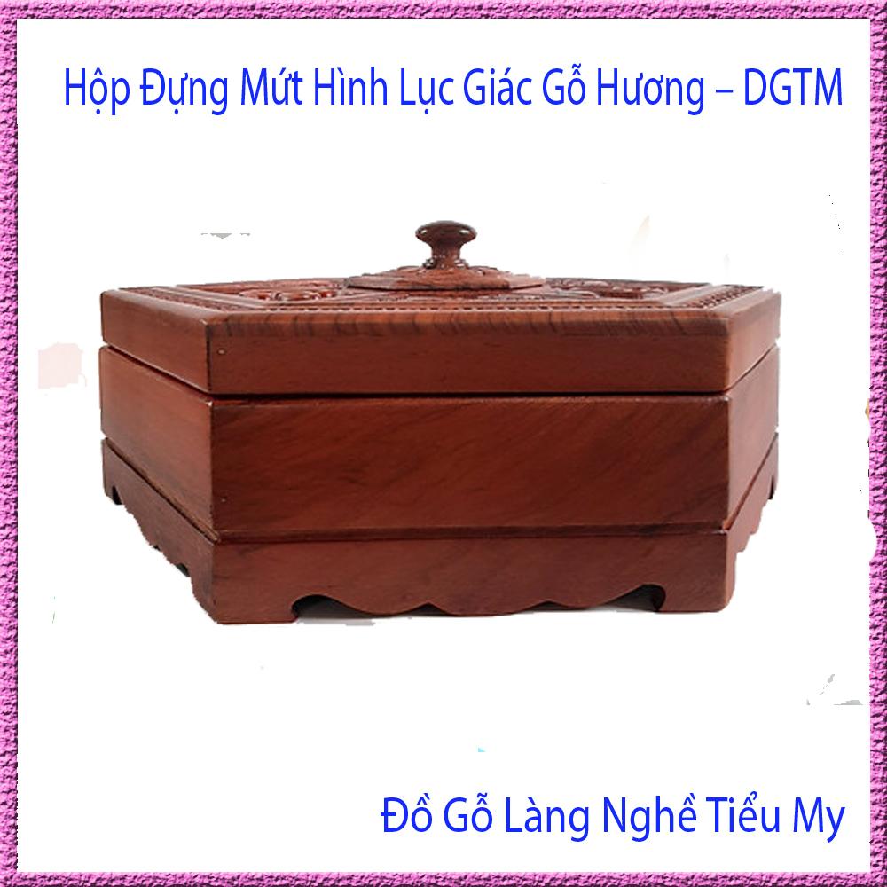 Hộp Đựng Mứt Hình Lục Giác Gỗ Hương, Khay Đựng Bánh Kẹo Tết