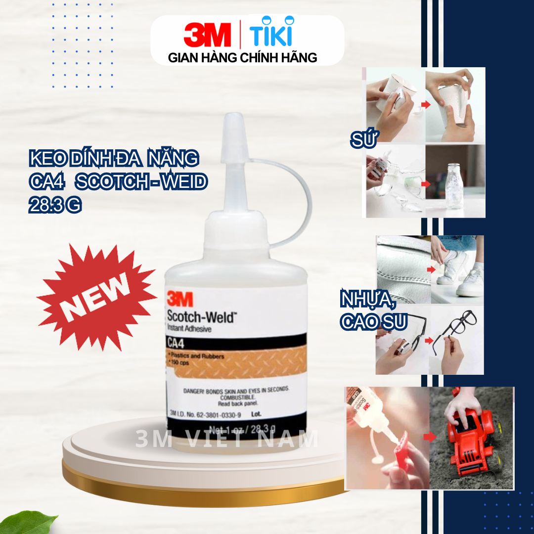 KEO DÁN NHANH 3M CA4 SCOTCH-WELD INSTANT ADHESIVE MÀU TRONG, CHAI 28,3G