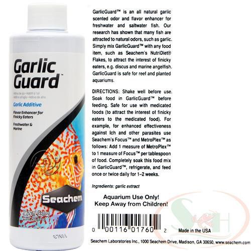 Hỗ trợ tiêu hóa Seachem Garlic Guard 100ml, 250ml, 500ml cải thiện biếng ăn cá thủy sinh nước biển