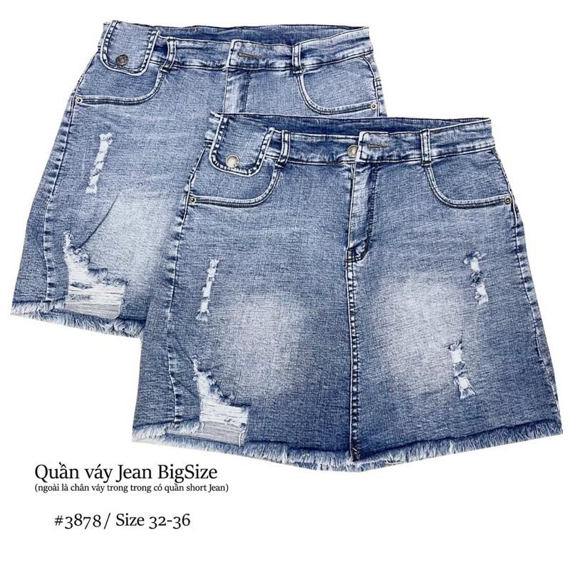 Quần váy jeans Bigsize, chân váy bò chữ A, chân váy jean cạp cao size lớn (60-90kg)