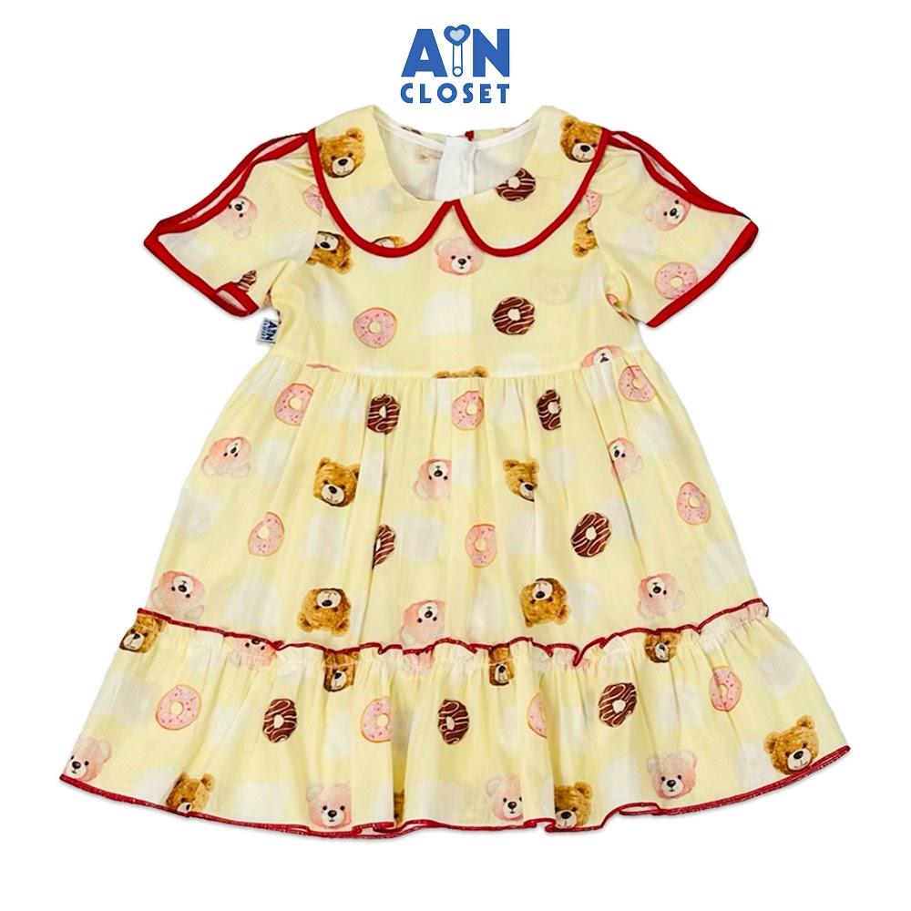 Hình ảnh Đầm bé gái họa tiết Gấu Donut Vàng cotton - AICDBGOPFCRA - AIN Closet