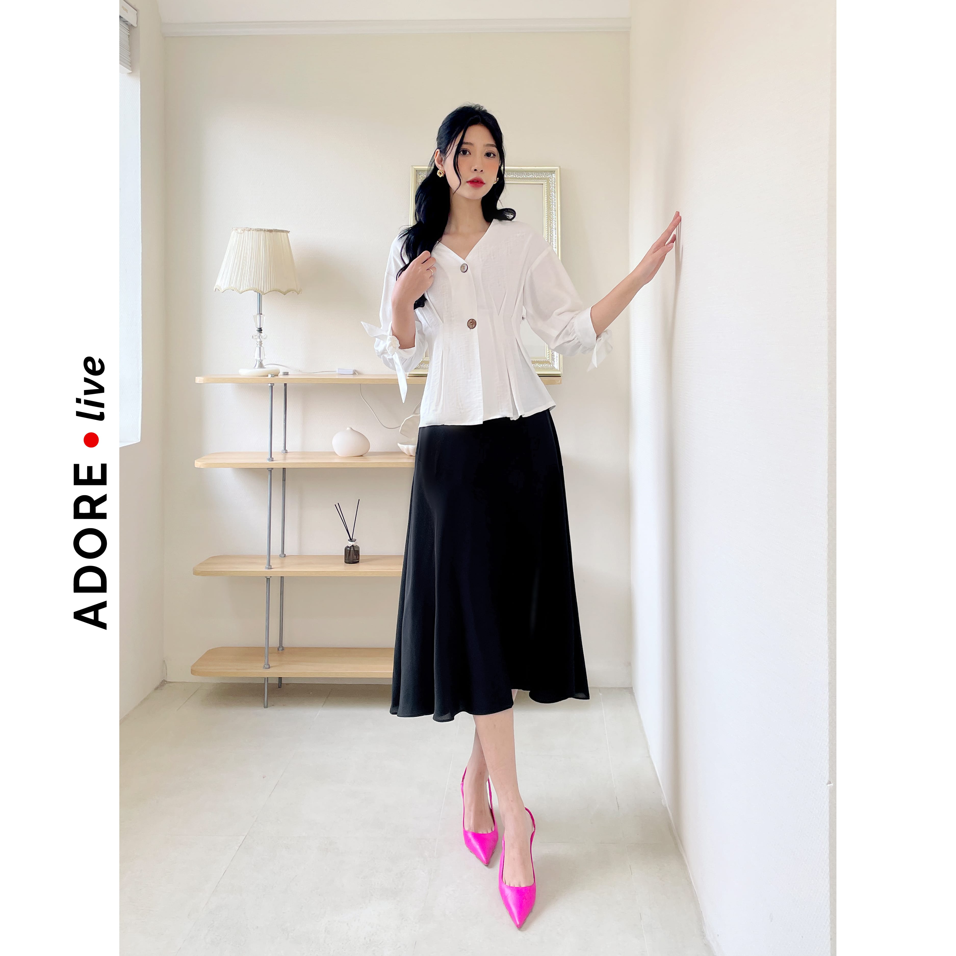 Chân váy Midi skirts casual style giả đũi trơn  xẻ lệch  323SK2032  ADORE DRESS