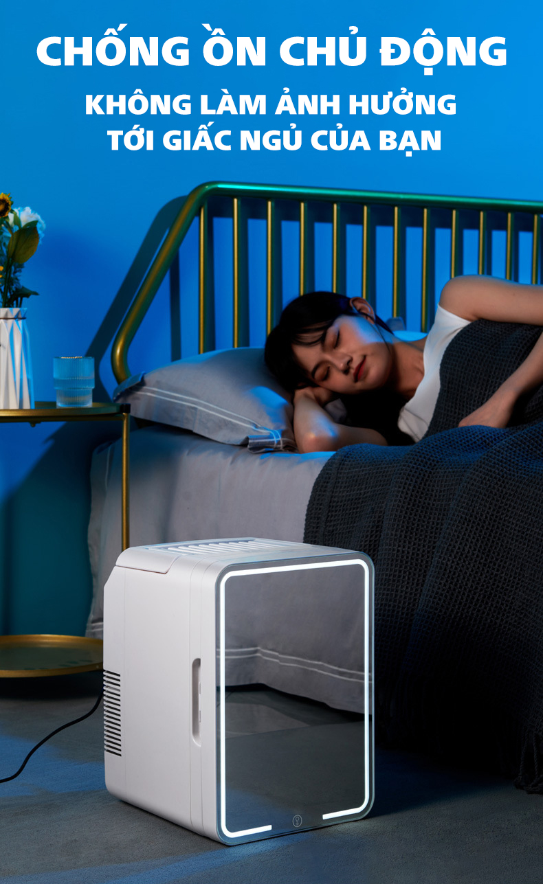 Tủ Lạnh 2 Chiều Nóng Lạnh Mặt Gương Bảo Quản Mỹ Phẩm Có Đèn LED Dung Tích 10L Làm Lạnh Nhanh Tiết Kiệm Không Gian Dùng Trong Gia Đình Hoặc Trên Ôtô Hàng Nhập Khẩu