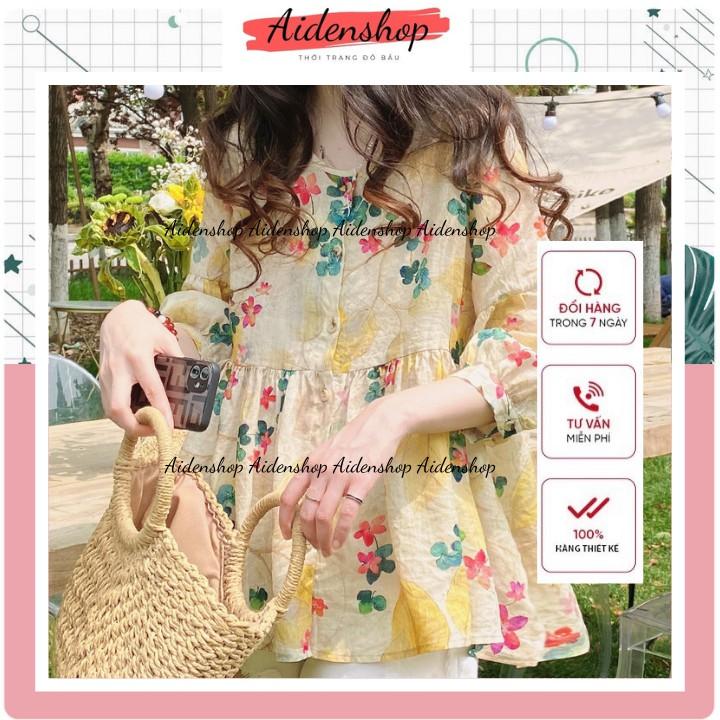 Áo bầu xinh dáng sơ mi rộng