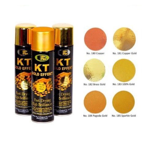 Sơn xịt mạ vàng KT gold effect Bosny có 6 màu dung tích 200ml - Thái Lan