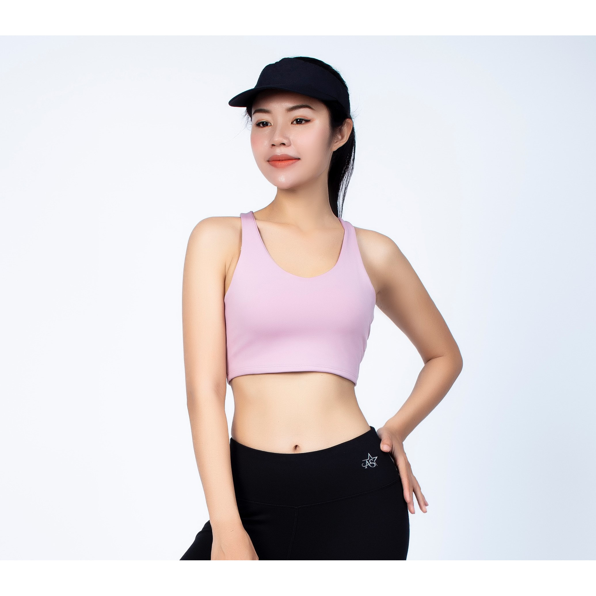 Áo croptop 3 lỗ thể thao nữ 2 lớp cổ tim - AR805