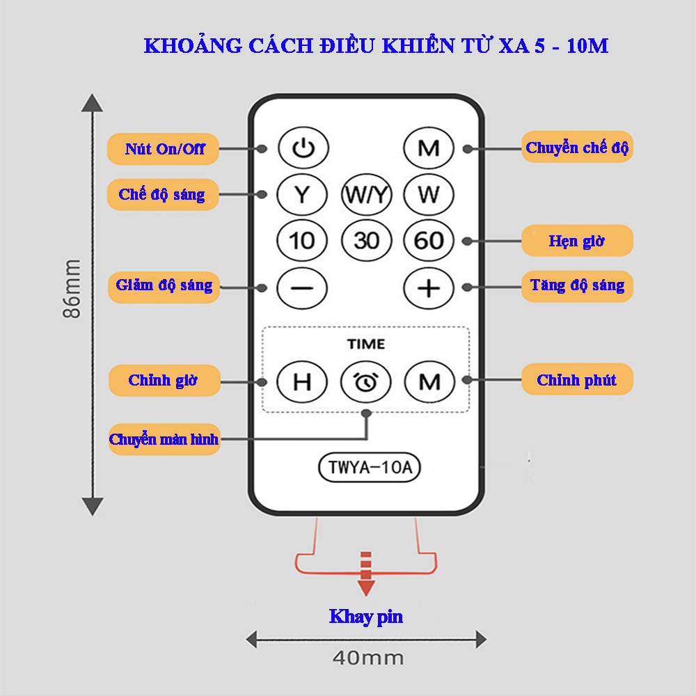 Hình ảnh Đèn ngủ điều khiển từ xa có đồng hồ xem giờ với 3 chế độ sáng, độ sáng có thể điều chỉnh, ánh sáng 3 màu bảo vệ mắt