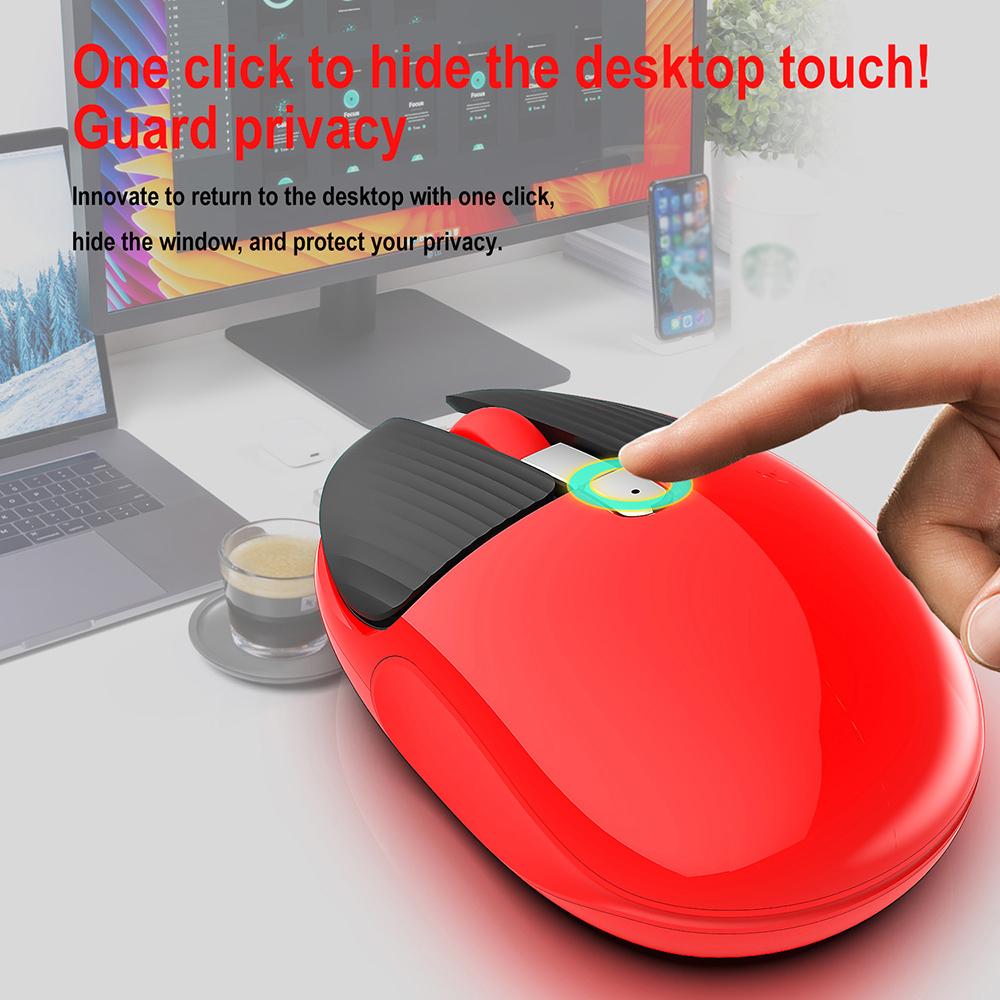 Chuột không dây HXSJ M106 2.4G có thể sạc lại,Nút tắt tiếng,nút ẩn trên màn hình cho máy tính xách tay PC