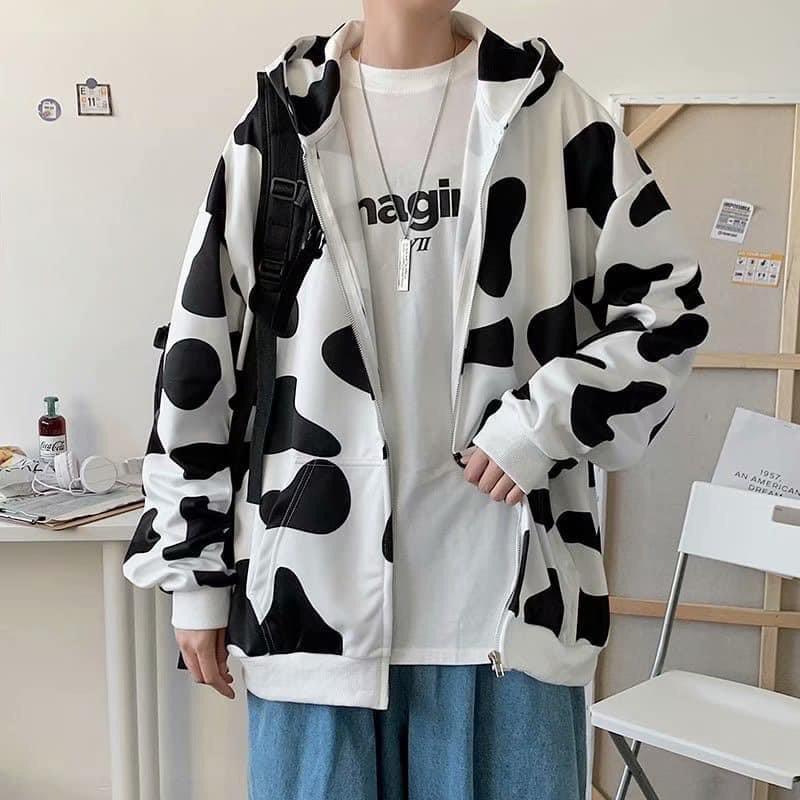 Áo Khoác Bò Sữa . Chất nỉ ngoại dày đẹp mịn ko xù,. Form Unisex Nam Nữ mang ok