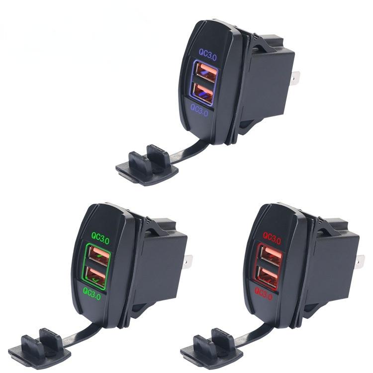 Tẩu Sạc Nhanh Qc3.0 Hai Cổng USB QC 12-24V Tích Hợp Đèn LED 5V Cho Xe Hơi