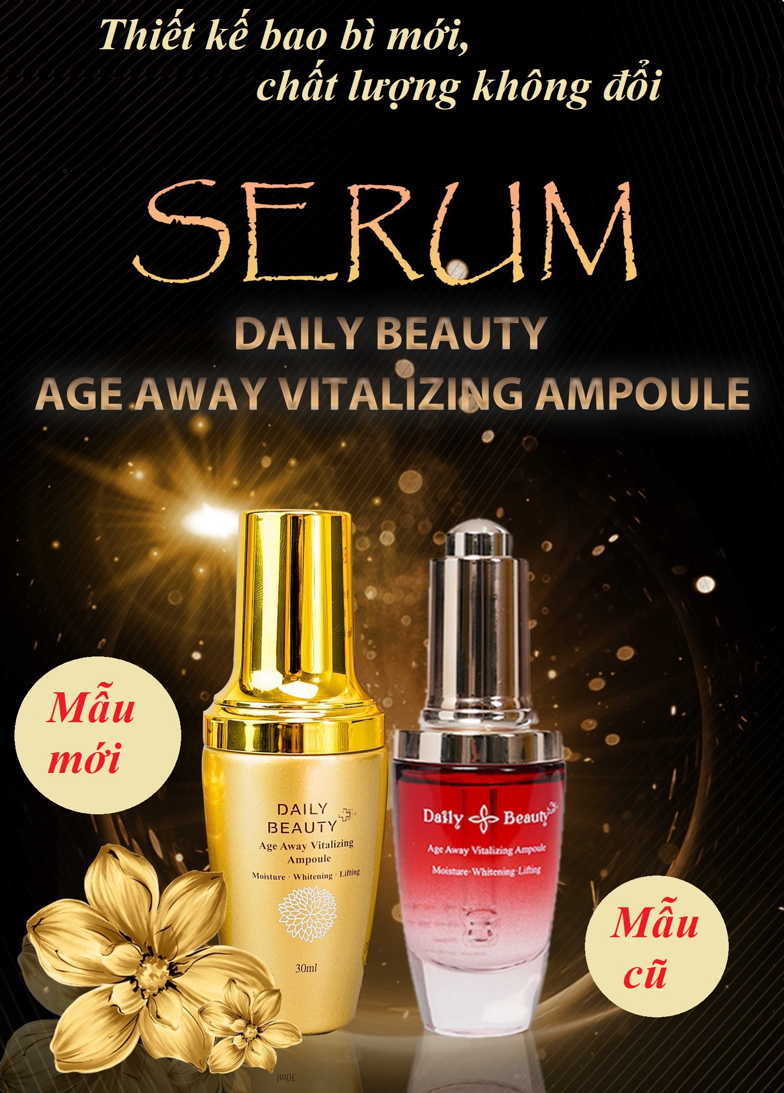 Combo 3 hộp Serum Daily Beauty Age Away Vitalizing Ampoule Đánh Thức Thanh Xuân sản phẩm nhập khẩu chính ngạch Hàn Quốc