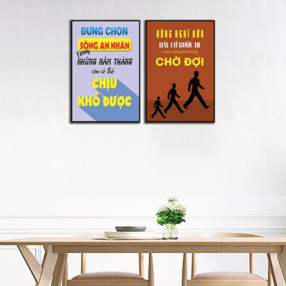 Tranh động lực, bộ ghép treo tường, trang trí văn phòng, tranh slogan bằng gỗ MDF