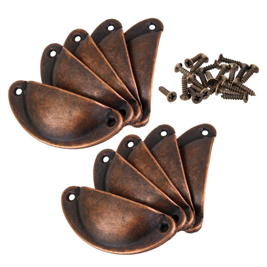 20 Pieces Antique Drawer Knob Cup Cabinet Pull Handle Cup Half Round Bronze