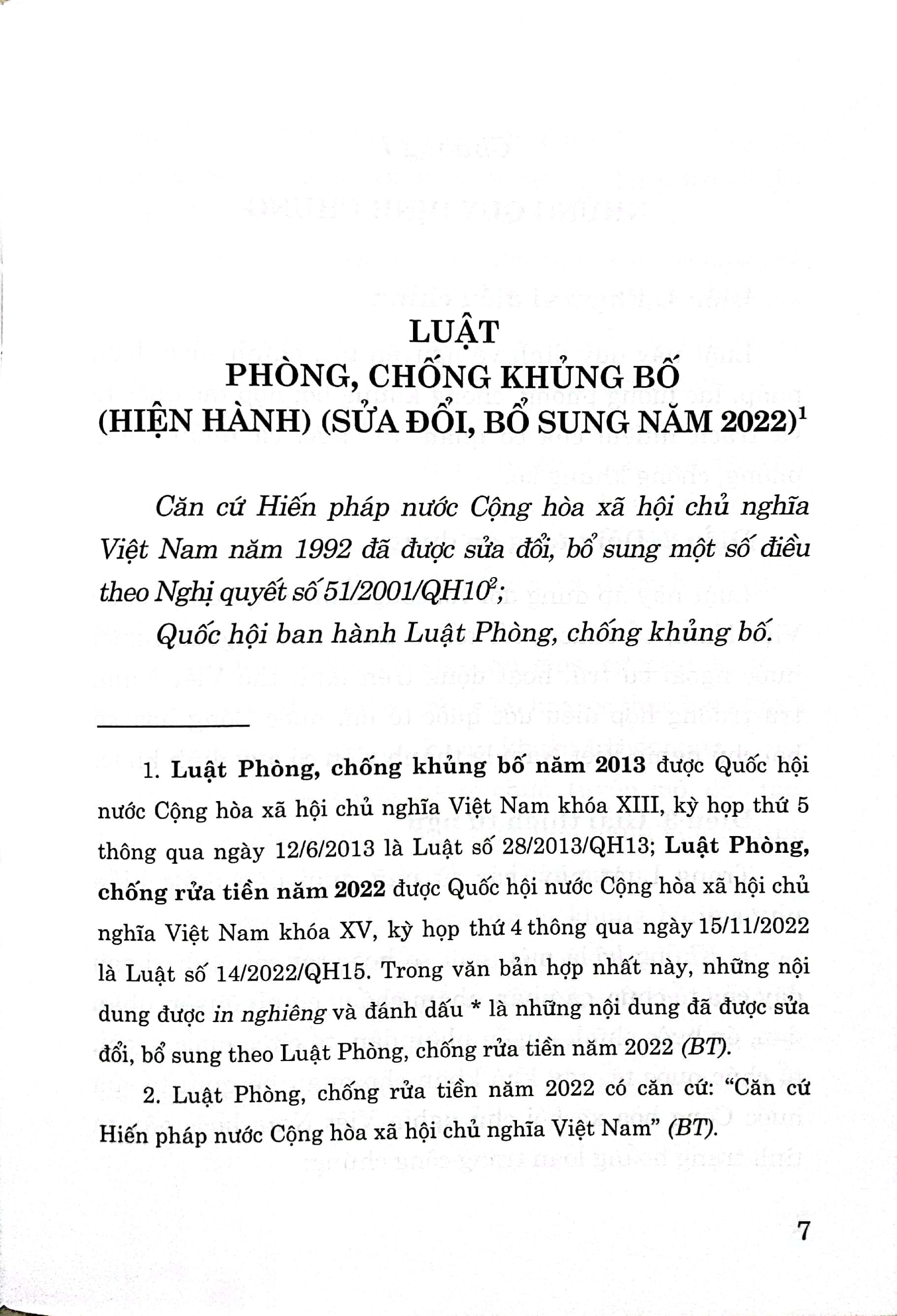 Luật Phòng, chống khủng bố (Hiện hành) (Sửa đổi, bổ sung năm 2022)