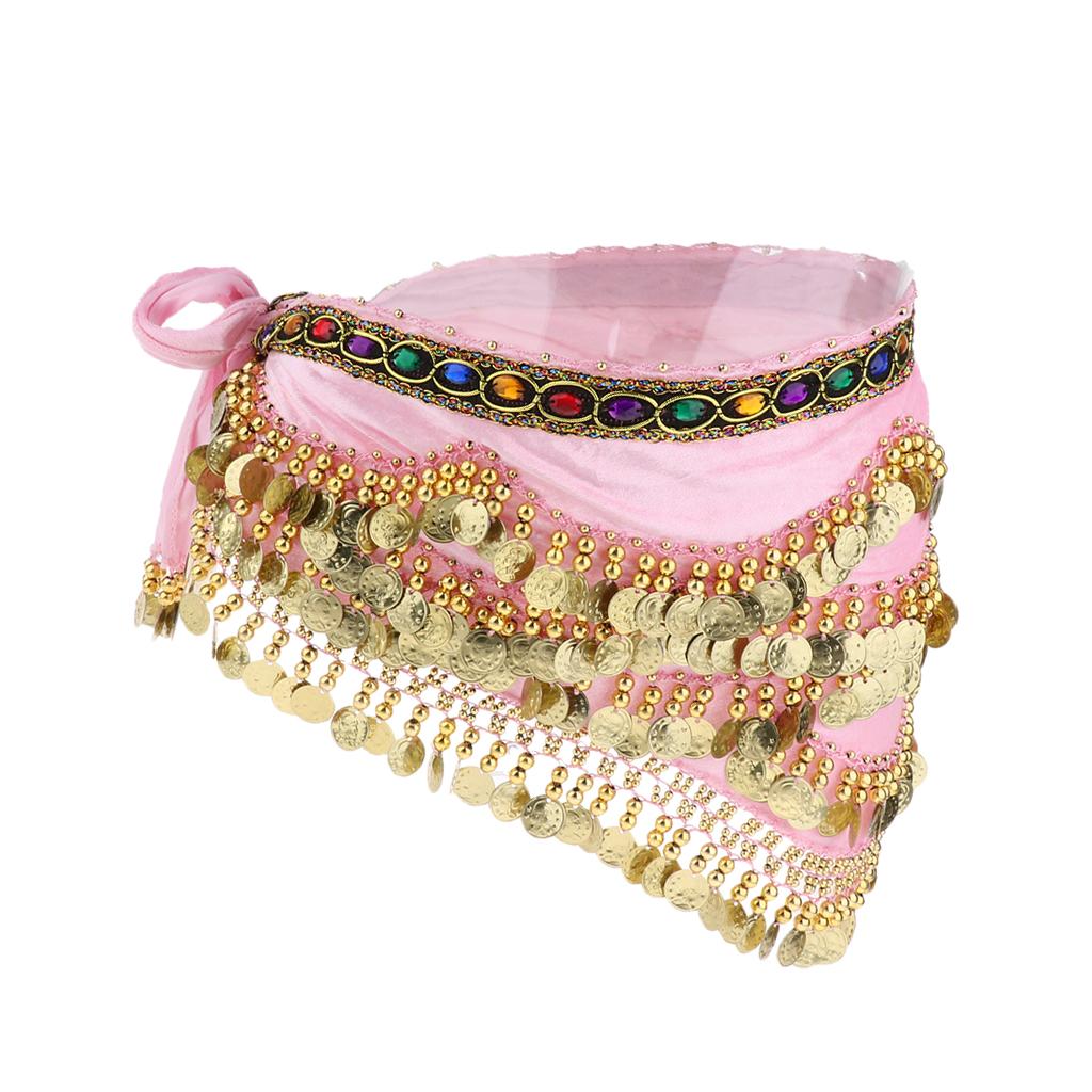Velvet Dangling Gold  Belly Dancing Hip Skirt Scarf Wrap Belt