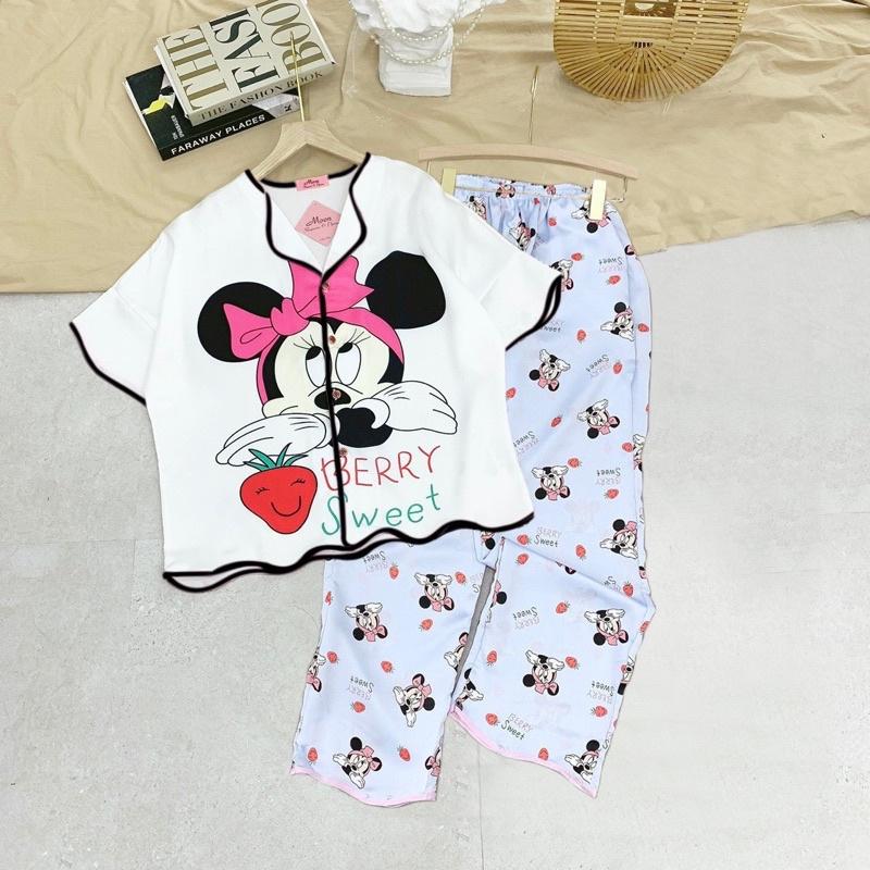 Đồ bộ nữ, bộ pijama tay cộc quần dài chất liệu LATIN cao cấp mềm mịn, cho nữ dưới 60kg