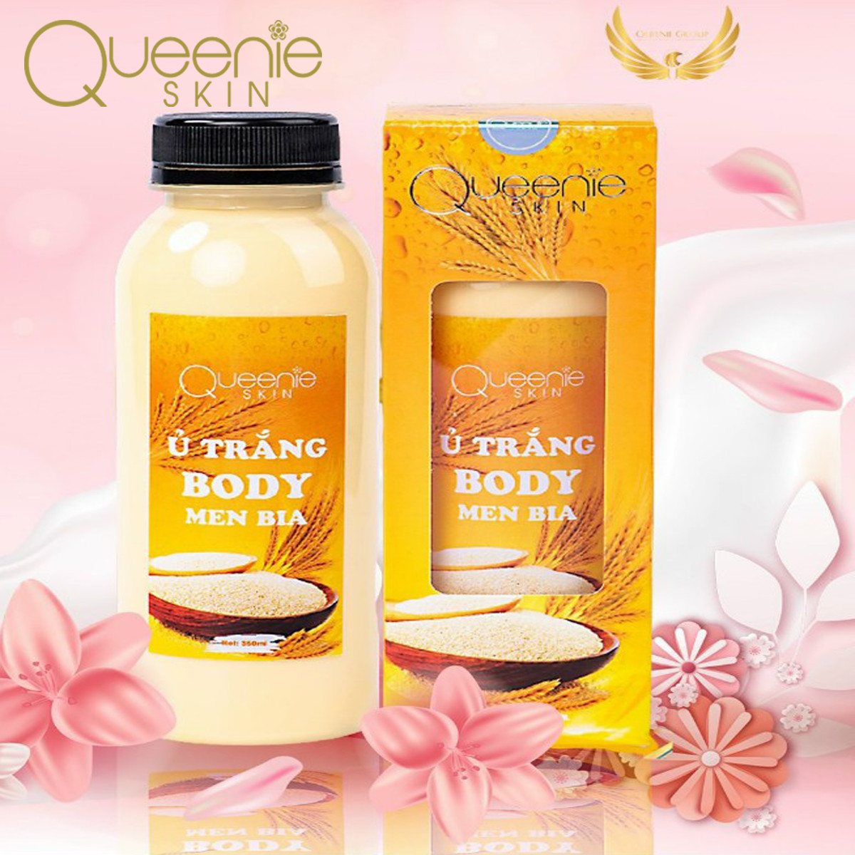 Ủ Trắng Body Men Bia Queenie Skin - Trắng Bật Tông Da Sau Lần Đầu Sử Dụng - 350 ML - Hàng Chính Hãng