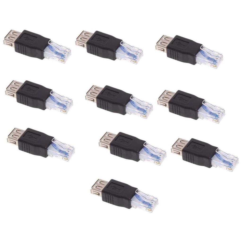 10 Pieces  Male to USB Female LAN Network Sockets Adapter Converter