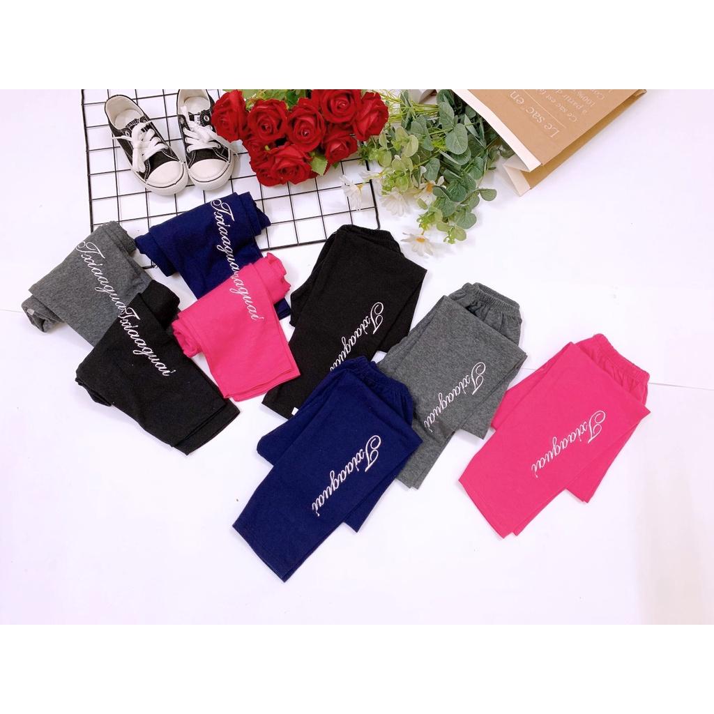 Quần legging bé gái thêu chữ 16-33kg