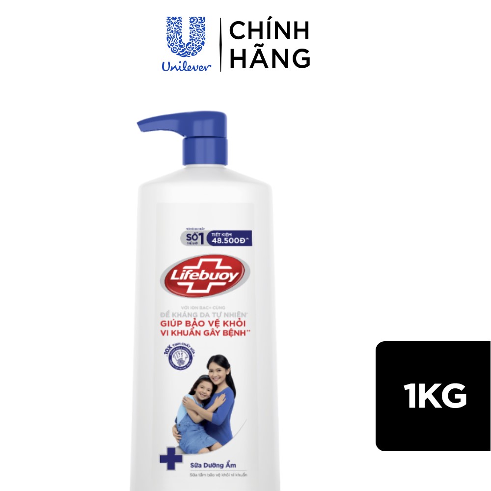 Sữa Tắm Lifebuoy Sạch Khuẩn Khỏi 99.9% Vi Khuẩn Gây Bệnh Chăm Sóc Da Với Ion Bạc+ Hỗ Trợ Đề Kháng Da Tự Nhiên Chai 1kg