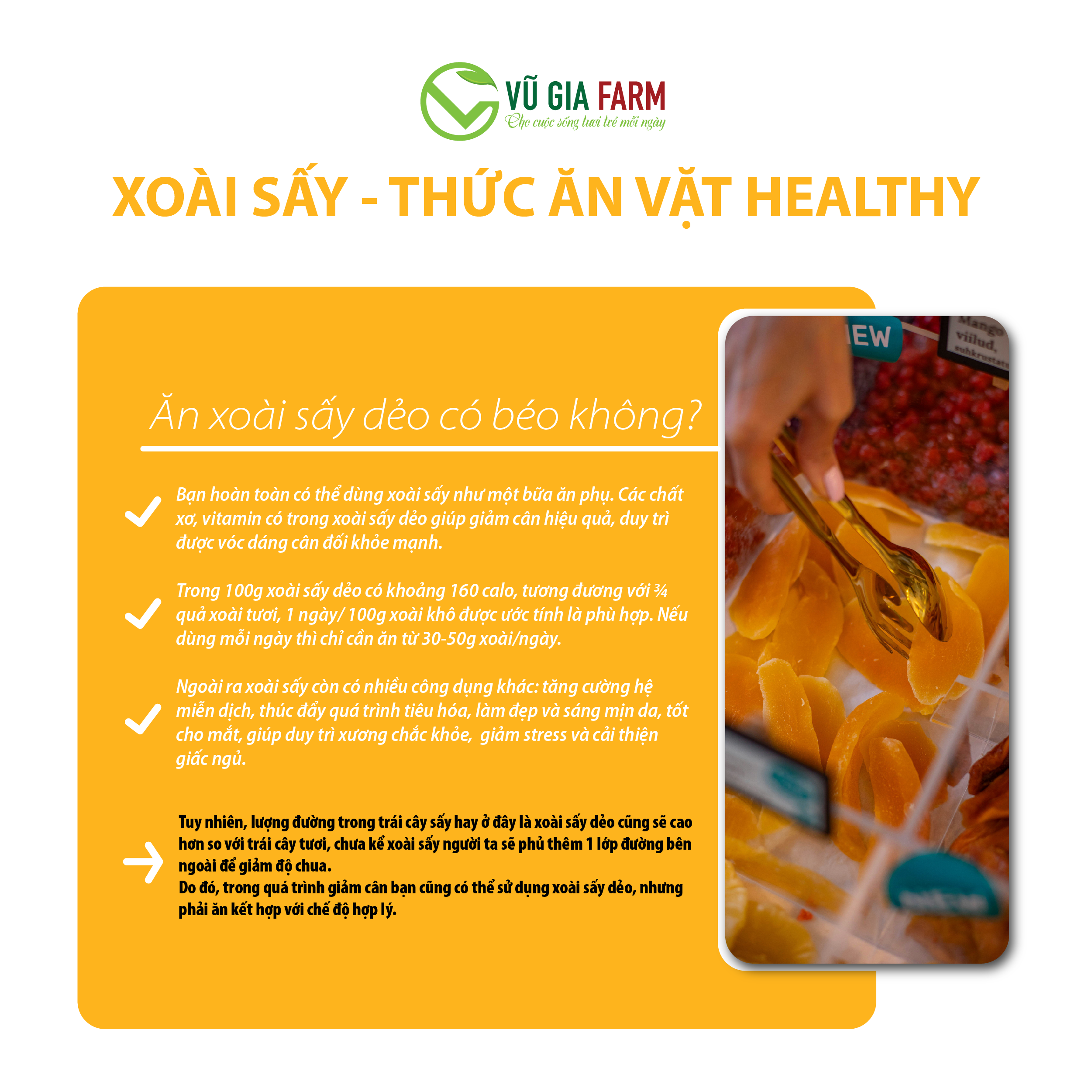 Xoài Sấy Dẻo Nguyên Vị (400g/hộp) - chua ngọt, thơm ngon đặc trưng
