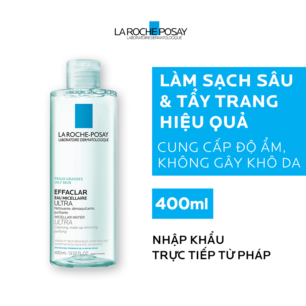 Nước làm sạch sâu và tẩy trang dành cho da mụn, da dầu nhạy cảm La Roche-Posay Effaclar Micellar Water 400ml