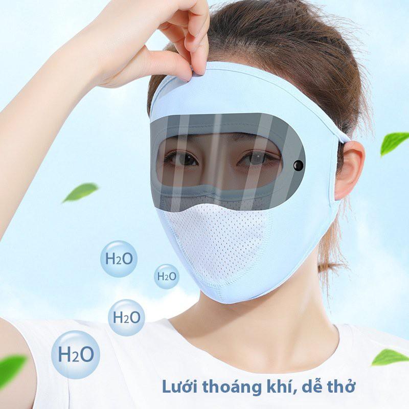 Khẩu trang ninja kính chống nắng chống bụi che kín mặt vải thun đeo tai thoáng mát kính trắng kính đen