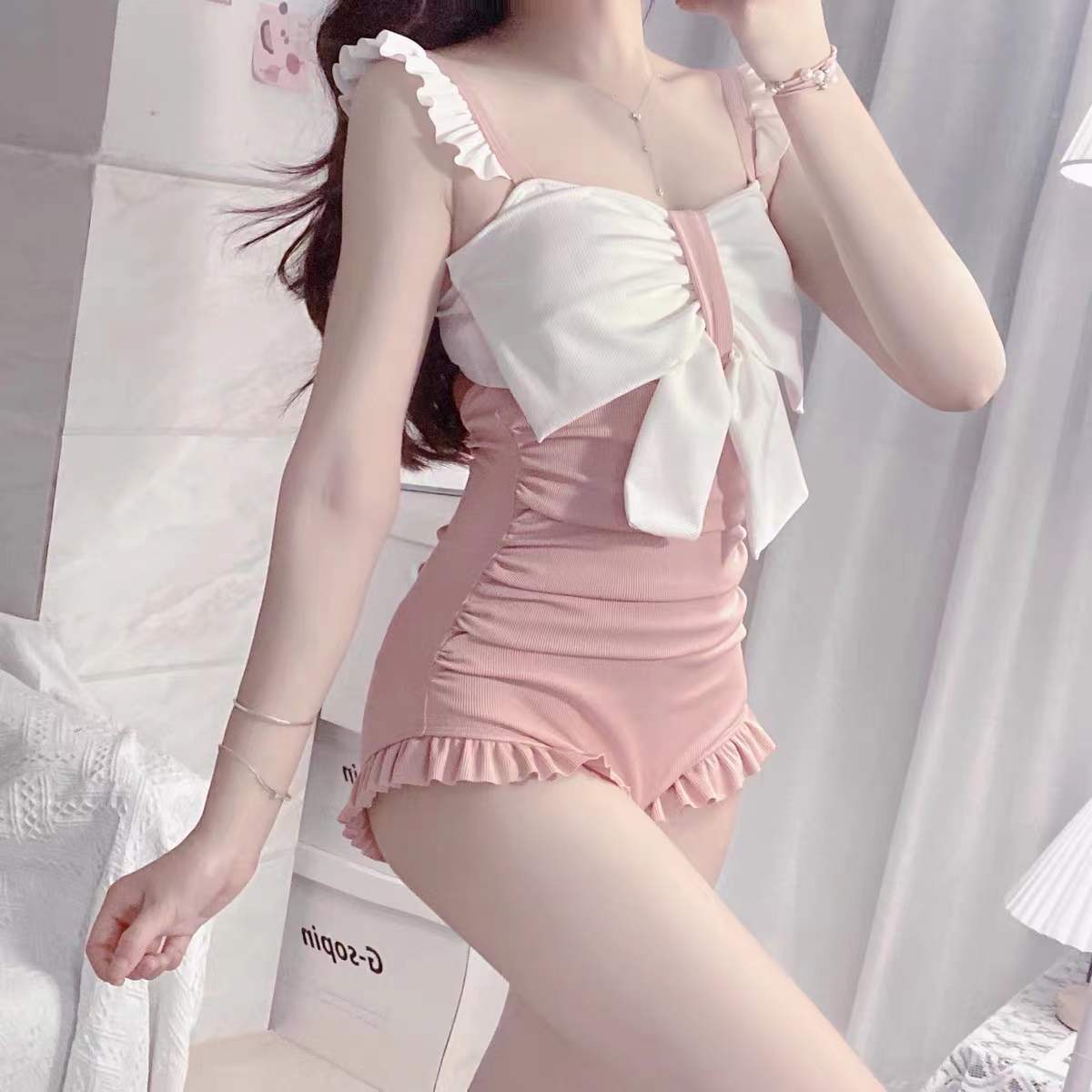 Đồ bơi nữ bikini đi biển kín đáo che bụng phong cách tiểu thư