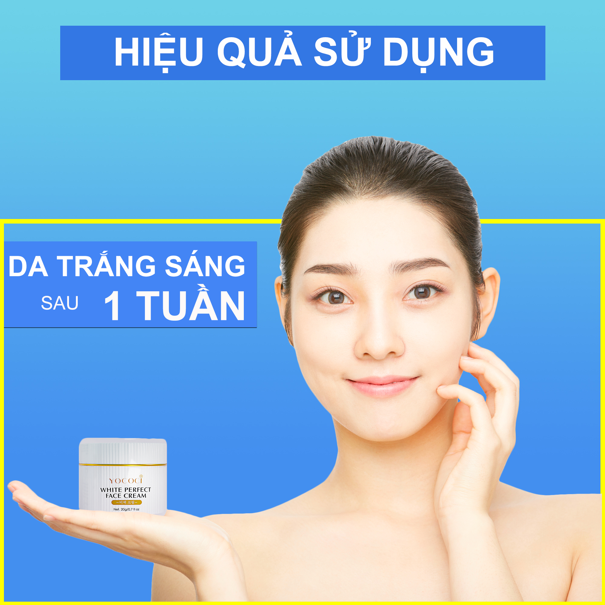 Kem dưỡng trắng da mặt Yococi giúp sáng da, ngăn chặn ánh sáng xanh White Perfect Face Cream 20g