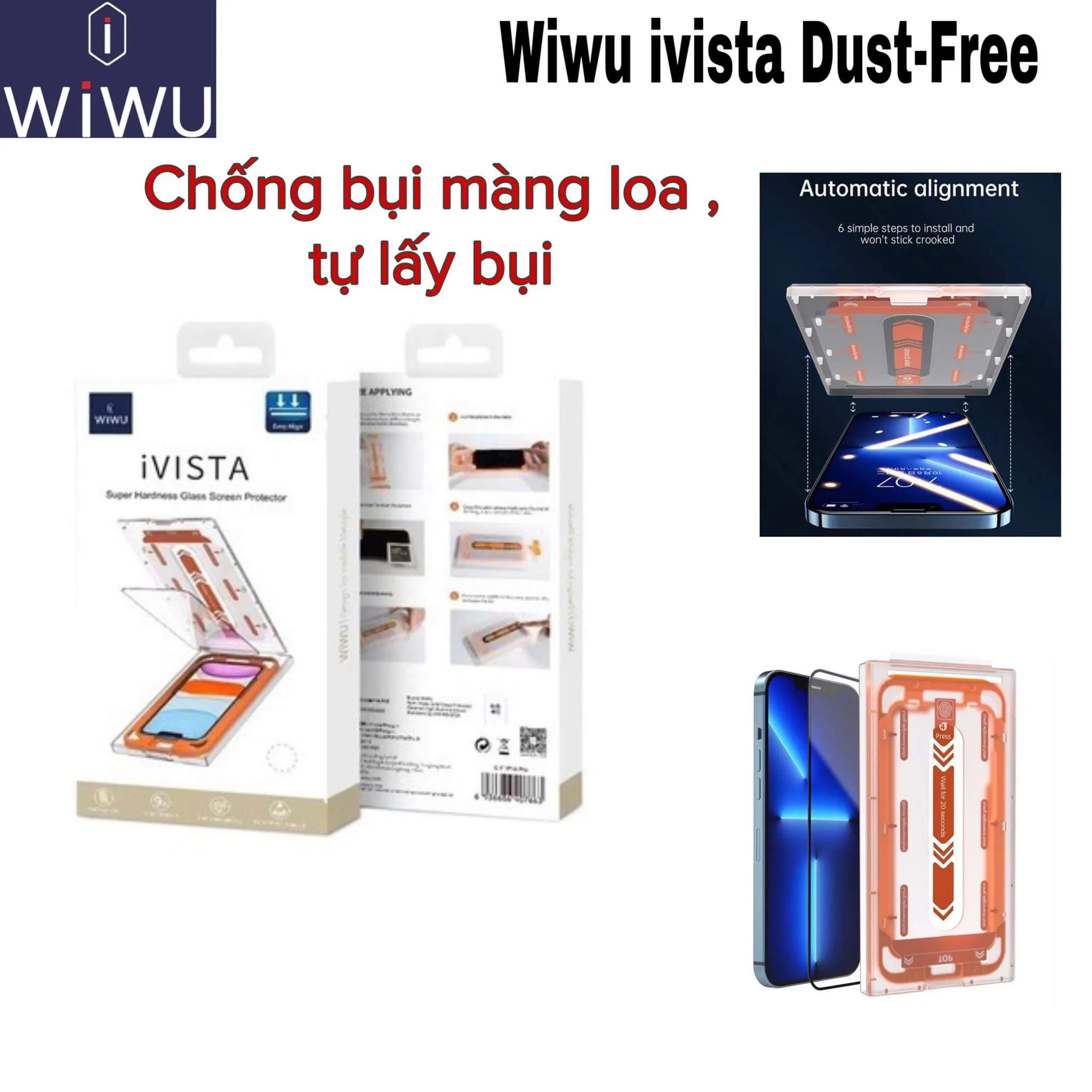 Miếng dán kính cường lực kèm khung tự dán cho iPhone 12 13 14 Pro Max 14 Plus hiệu WiWU iVista - vát cạnh 2.5D, chống bám vân tay,  mỏng 0.3mm - Hàng nhập khẩu