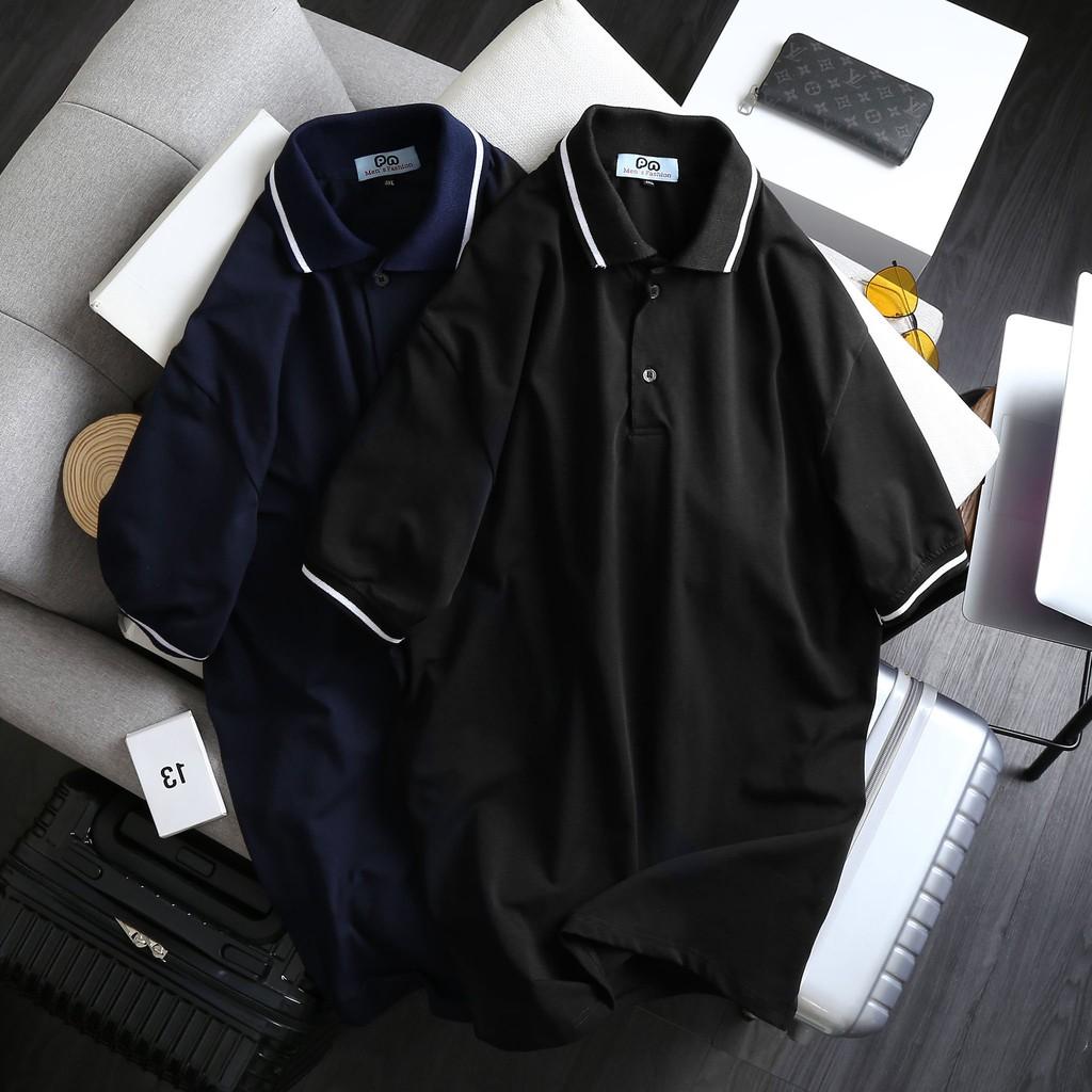 Bigsize < 130kg Áo thun polo nam trơn bigsize tay ngắn cổ bẻ