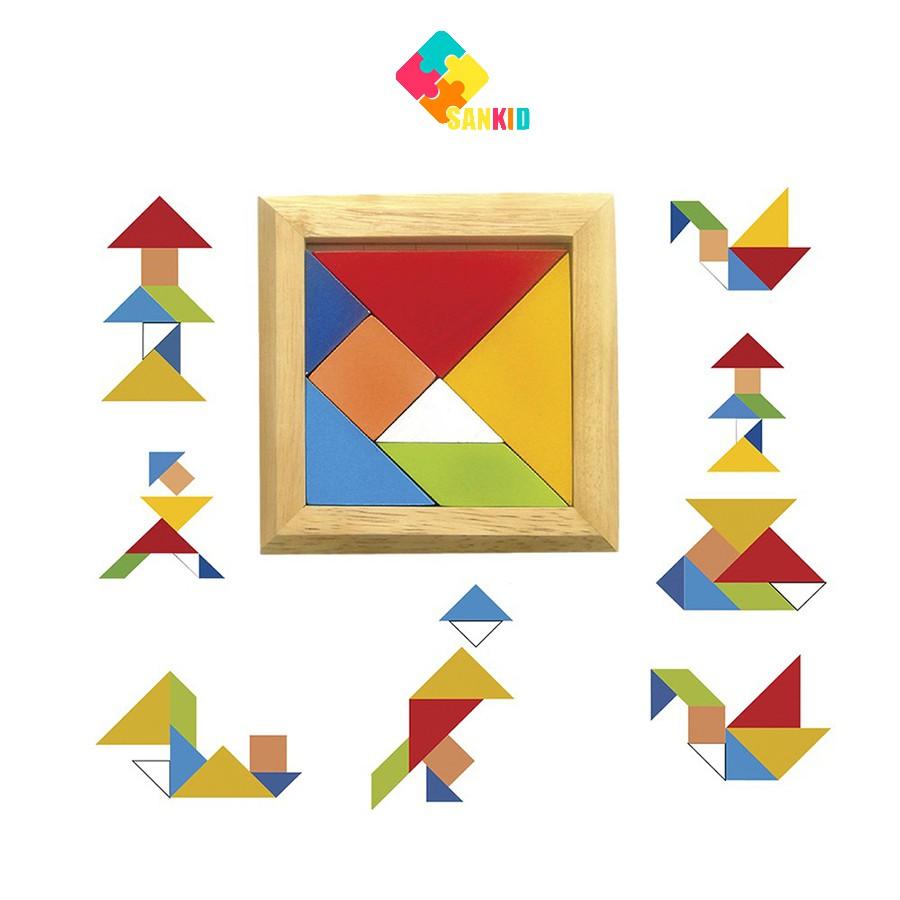 Tangram - Xếp hình trí uẩn Hàng đẹp- có kèm sách hướng dẫn