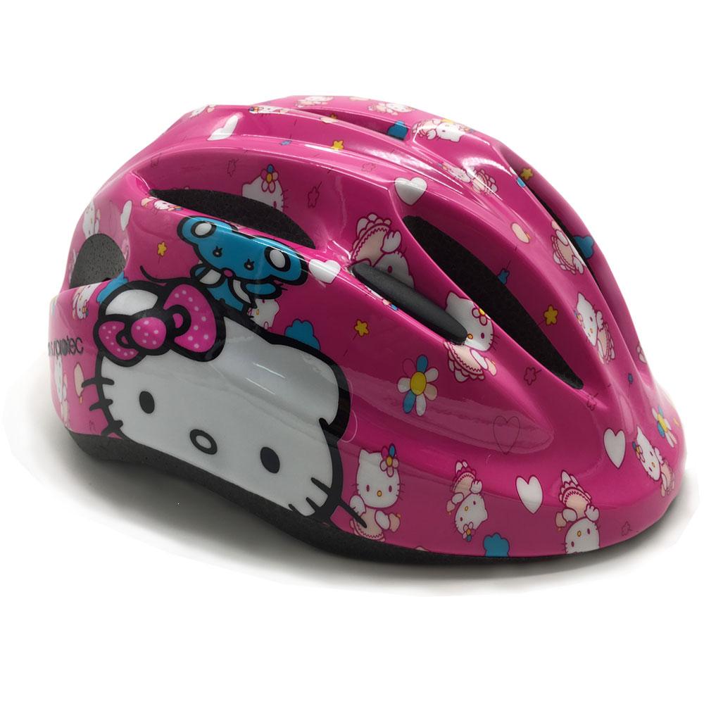 Mũ Bảo Hiểm Xe Đạp Trẻ Em Cao Cấp Tiêu Chuẩn Châu Âu Dành Cho Bé Gái Protec SMILE WT - 024 Họa Tiết Hello Kitty Dễ Thương Tặng 1 Chuông Xe Đạp Bọ Rùa Ngộ Nghĩnh, Đẹp Mắt - Hàng Chính Hãng