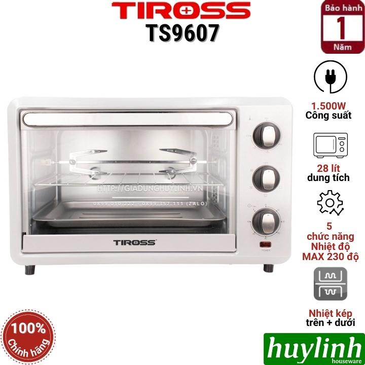 Lò nướng điện Tiross TS9607 - 28 lít - 5 chức năng nướng - 1500W - Hàng chính hãng