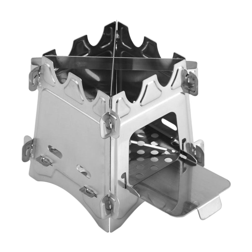 Bếp gấp di động đốt gỗ có cửa bằng thép không gỉ- đi du lịch ngoài trời