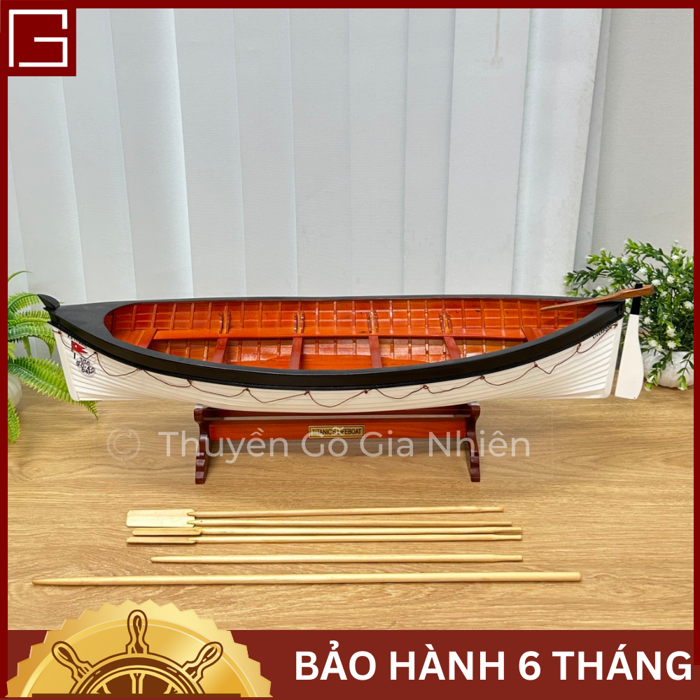 Mô Hình Thuyền Gỗ Phong Thủy Gia Nhiên, Thuyền Gỗ TITANIC'S LIFEBOAT, Dài 60cm, Thuyền Trang Trí Xuất Khẩu Chất Lượng Cao