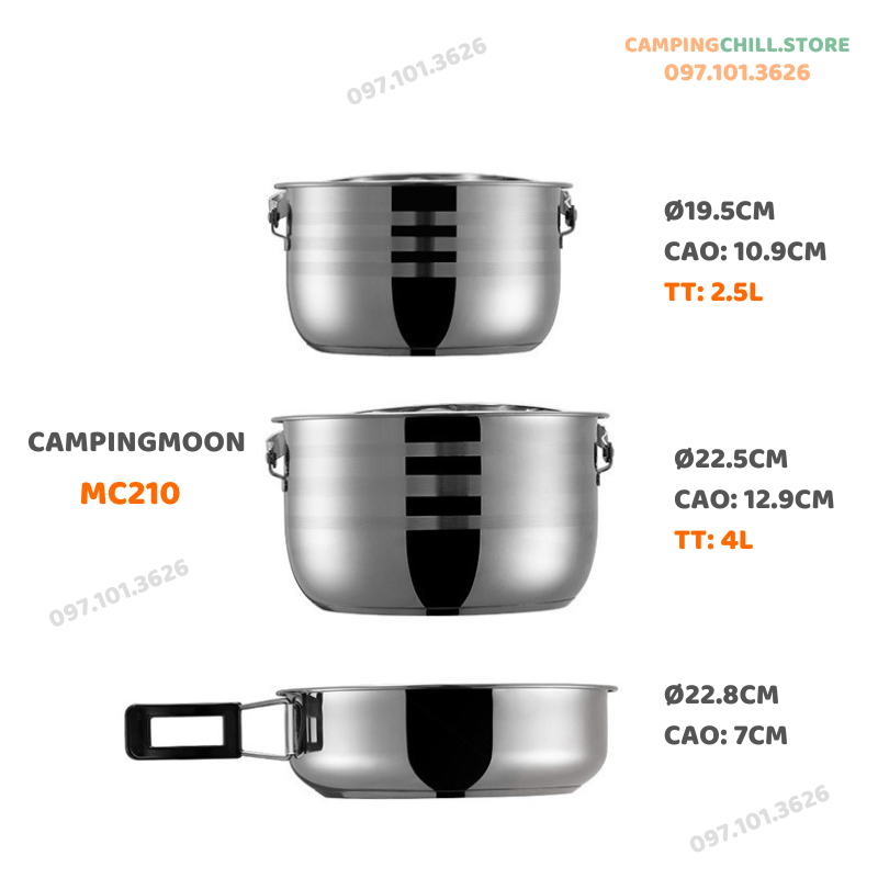 BỘ NỒI CẮM TRẠI DÃ NGOẠI CHO 6 NGƯỜI MC-210