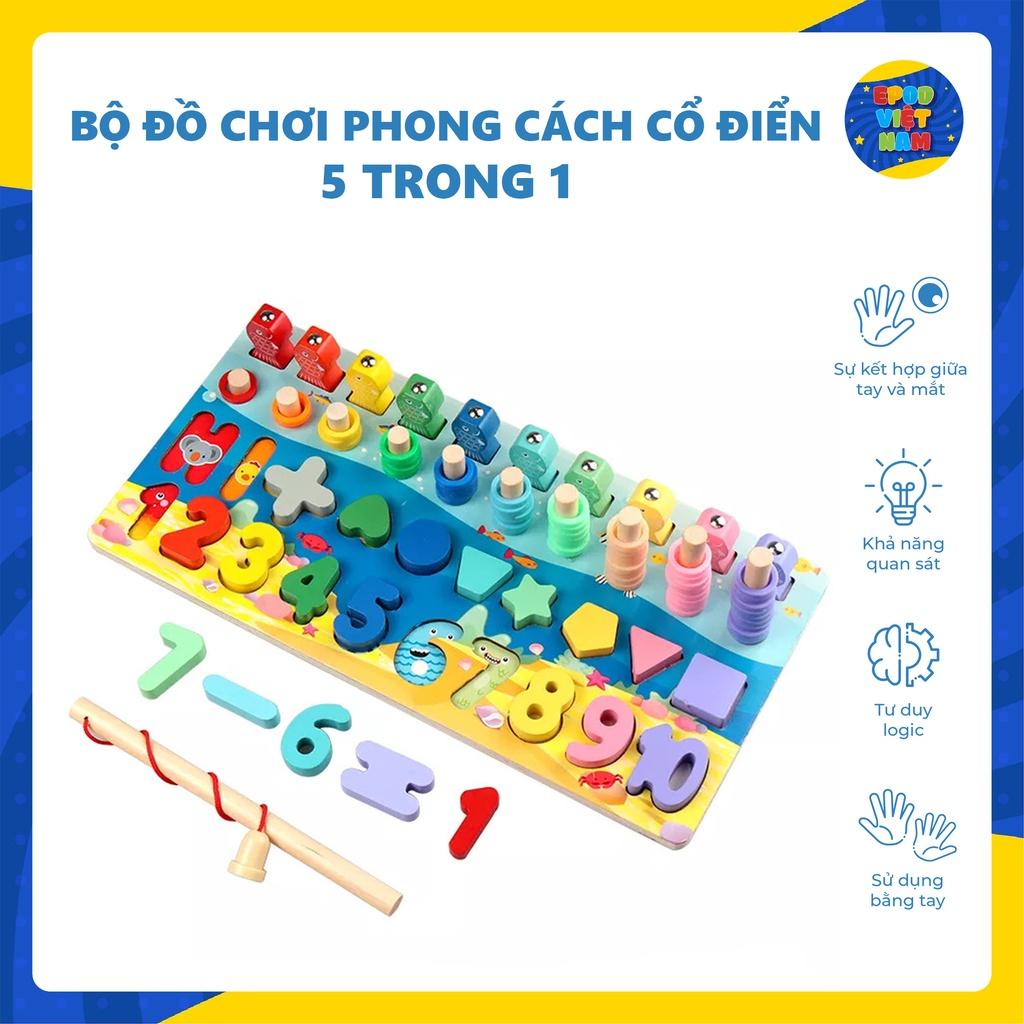 Đồ Chơi Gỗ Thông Minh Cho Bé Bảng Chữ Cái, Hình Khối, Số - Đồ Chơi Gỗ Thông Minh - Epod