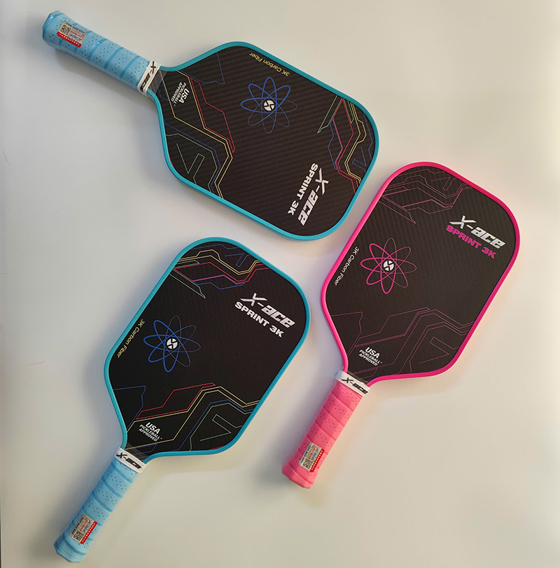 Vợt Pickleball X-Ace Sprint 3K carbon tặng kèm bóng và cuốn cán, trọng lượng 230g, bề mặt nhám bám bóng tối ưu