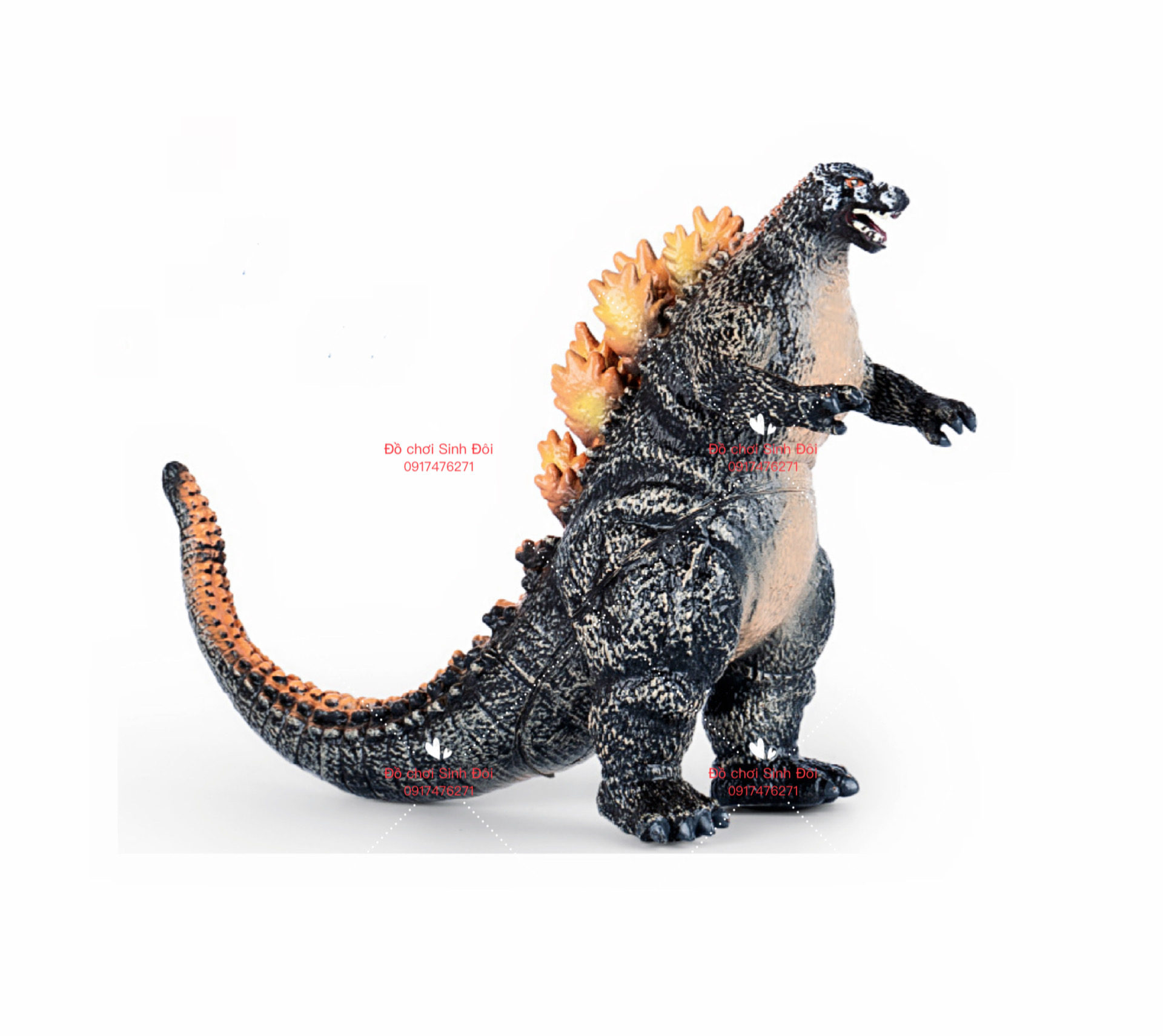 Đồ chơi khổng Long godzilla cao 15cm - màu đen lưng vàng