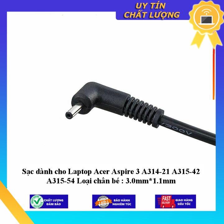 Sạc dùng cho Laptop Acer Aspire 3 A314-21 A315-42 A315-54 Loại chân bé : 3.0mm*1.1mm - Hàng Nhập Khẩu New Seal