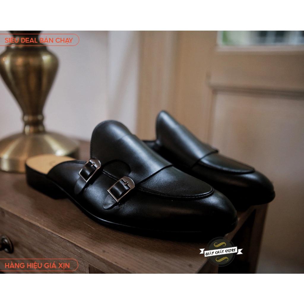 Giày Sục Nam Đai 2 khóa Da Pu Nguyên Tấm Trẻ Trung Cao Cấp Mã M641 B2