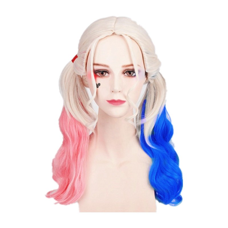 Tóc giả Harley Quinn cả đầu hóa trang Halloween cho trẻ em và người lớn phong cách cyberpunk