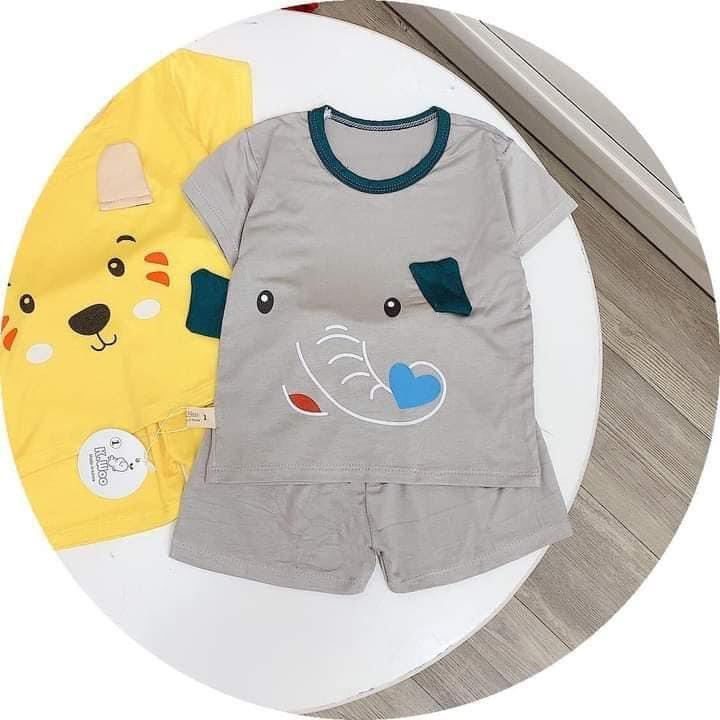 Bộ Cộc Tay Cho Bé FREE SHIP Bộ Thun Lạnh Cộc Tay in họa tiết động vật có tai siêu cưng cho bé trai bé gái